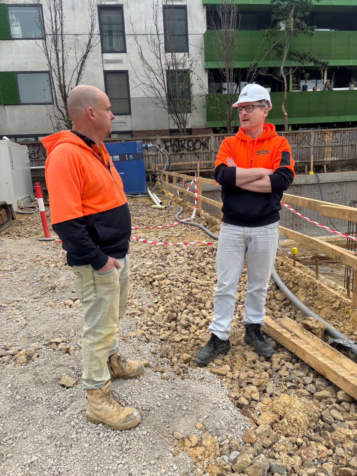 Tim Cockerell from Hulk Labour Hire Services visiting a Melbourne worksite
