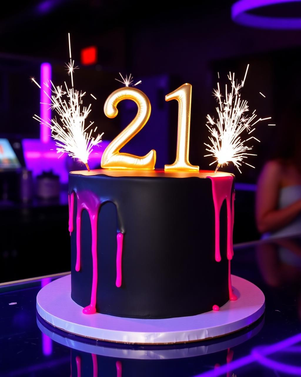Neon Midnight — 18ths & 21sts cake by Deb's Cake Creations